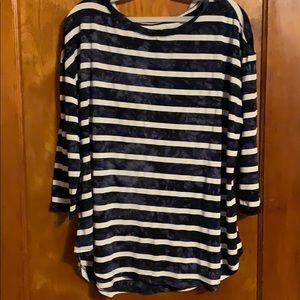 3/$7 Maurice’s navy and white striped LS shirt
